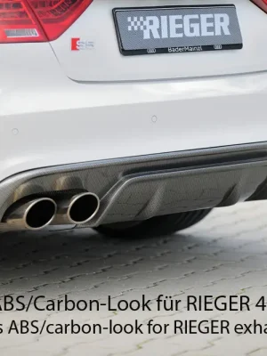Časově Omezené Rieger vložka zadního nárazníku pro Audi A5 B8, B81 kabriolet, kupé po faceliftu, plast ABS bez povrchové úpravy, S-Line, pro orig. dvojitou koncovku vlevo