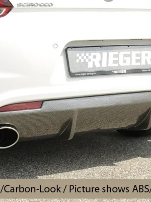 Akce Rieger vložka zadního nárazníku pro R-Line zadní nárazník pro Volkswagen Scirocco R 13 2-dvéř. vč. faceliftu, plast ABS bez povrchové úpravy, pro sportovní koncovky na obou stranách 126x94 mm