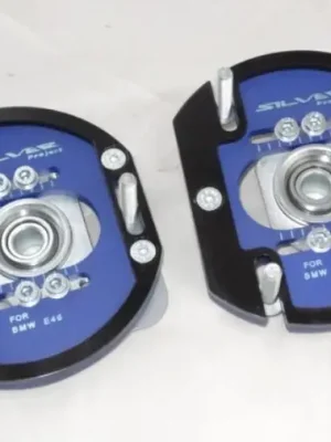 Silver Project 2-cestné 3D nastavitelné horní uložení pro BMW řady 3 E46 s podvozkem s průměrem pružiny 60 mm, barva modrá Pouze Dnes