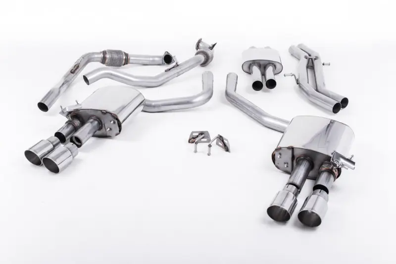 Sezónní Sleva Milltek Sport homologovaný výfuk cat-back s rezonátorem pro Audi S5 3.0 V6 Turbo Sportback B9 (bez Sport Diff) 2017-2024, GT-90 dvojité leštěné koncovky, typ koncovek GT-90 leštěné
