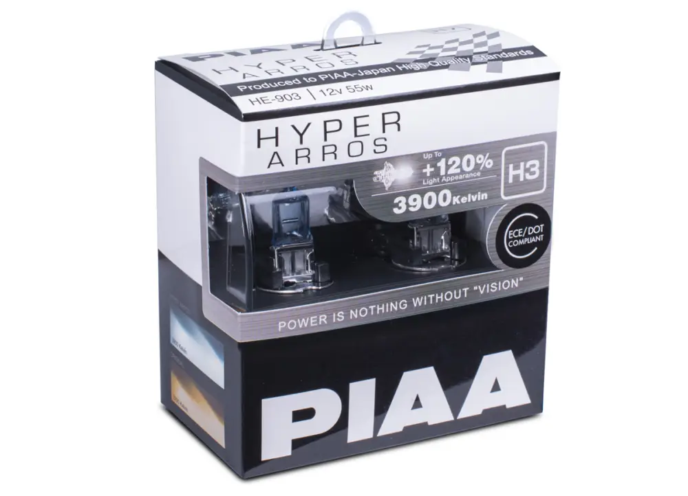Přímo Od Výrobce Autožárovky PIAA Hyper Arros 3900K - o 120 % vyšší svítivost, zvýšený jas, patice H3